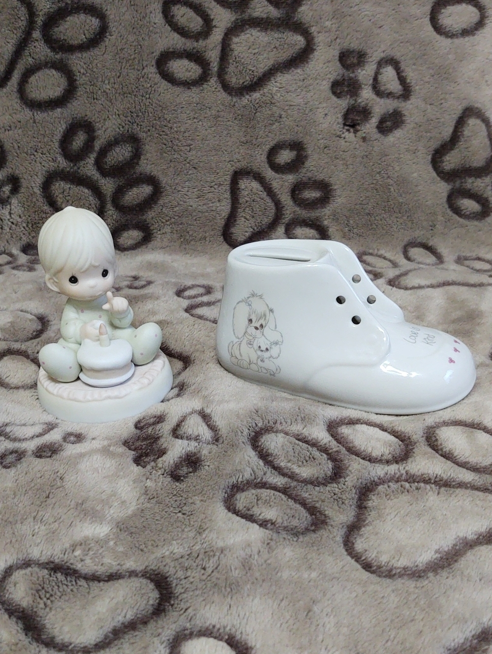 2 Precious Moments "Baby's First Birthday" and "Love Is Kind" First Bank.